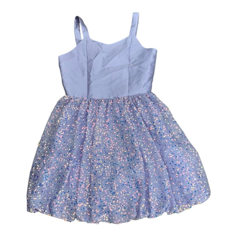Rare Editions Lavender Purple Sleeveless Mikado/Sequin-Embellished Mesh Dress 14